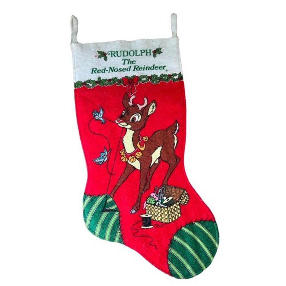 Vintage Rudolph The Red Nosed Reindeer‎ Felt Christmas Stocking Robert L May Co.